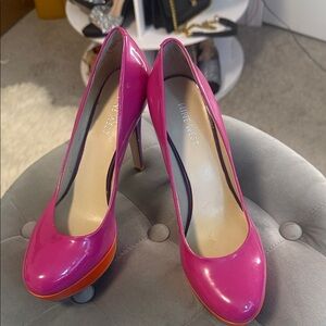 Nine West Fuchsia and Tangerine Heels